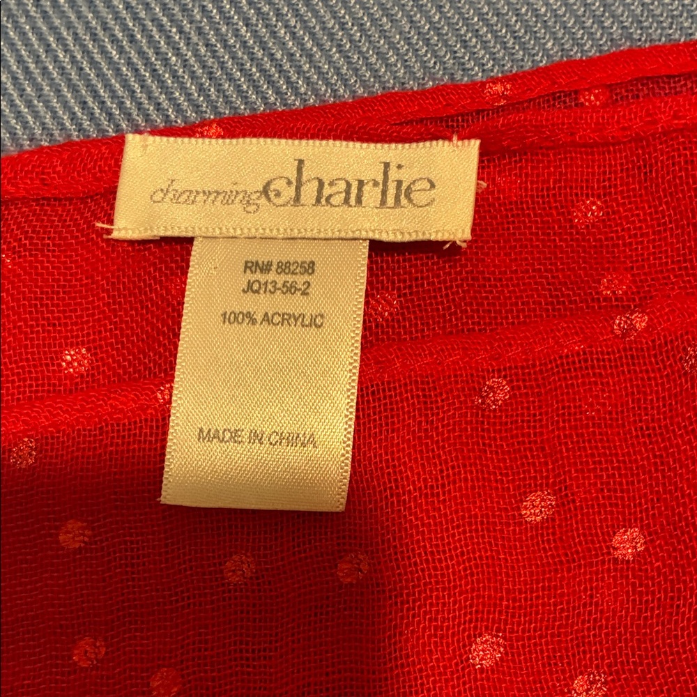 Charming Charlie’s Vibrant Red Scarf With Sequins